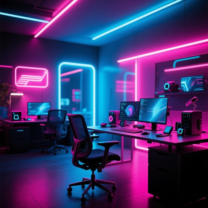 Modern Digital Workspace Neon Lighting