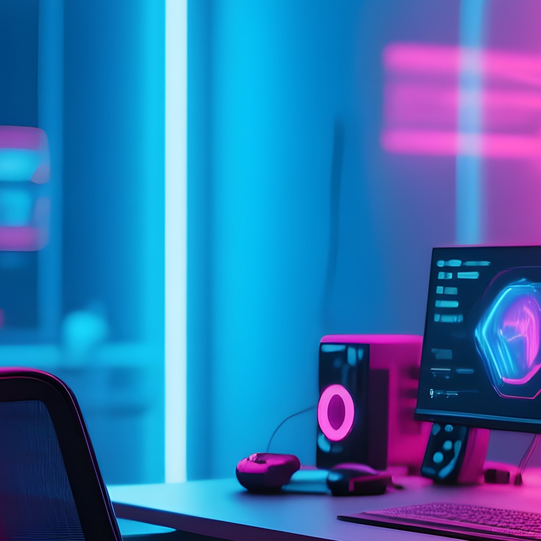 Modern Digital Workspace Neon Lighting - Full Resolution Quality Preview
