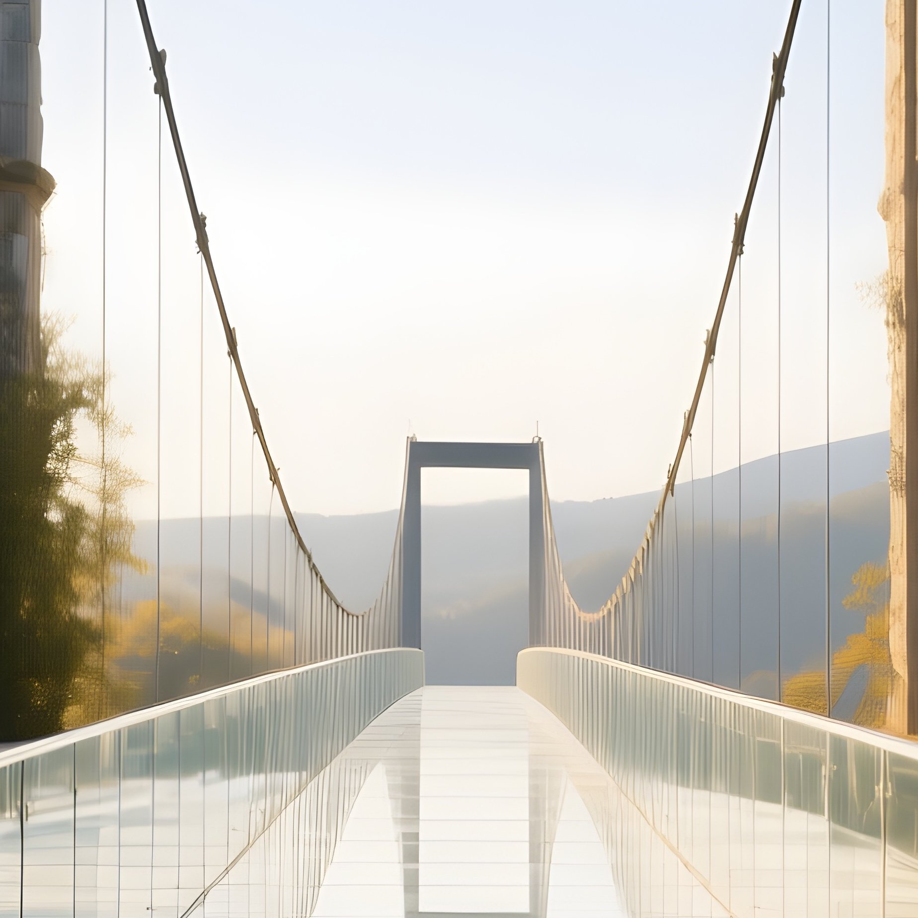 Modern Glass Bridge Connecting Two Stone Buildings Symbolizing Tradition Meeting Innovation - Full Resolution Quality Preview