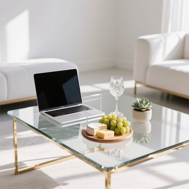 Modern Glass Coffee Table Midday Reflection