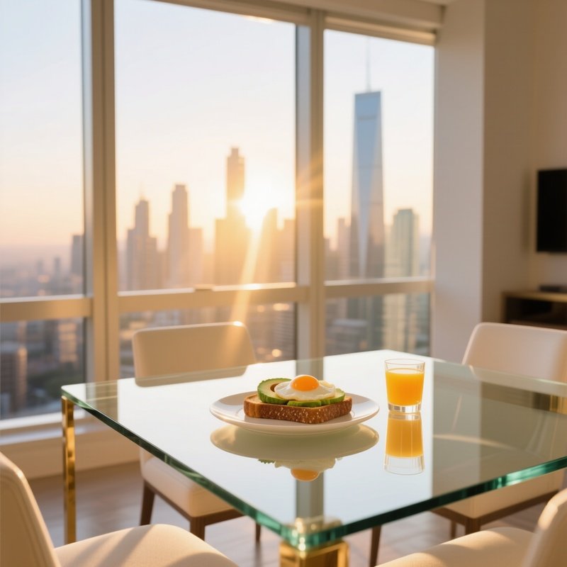 Modern Glass Dining Table Sunrise Breakfast
