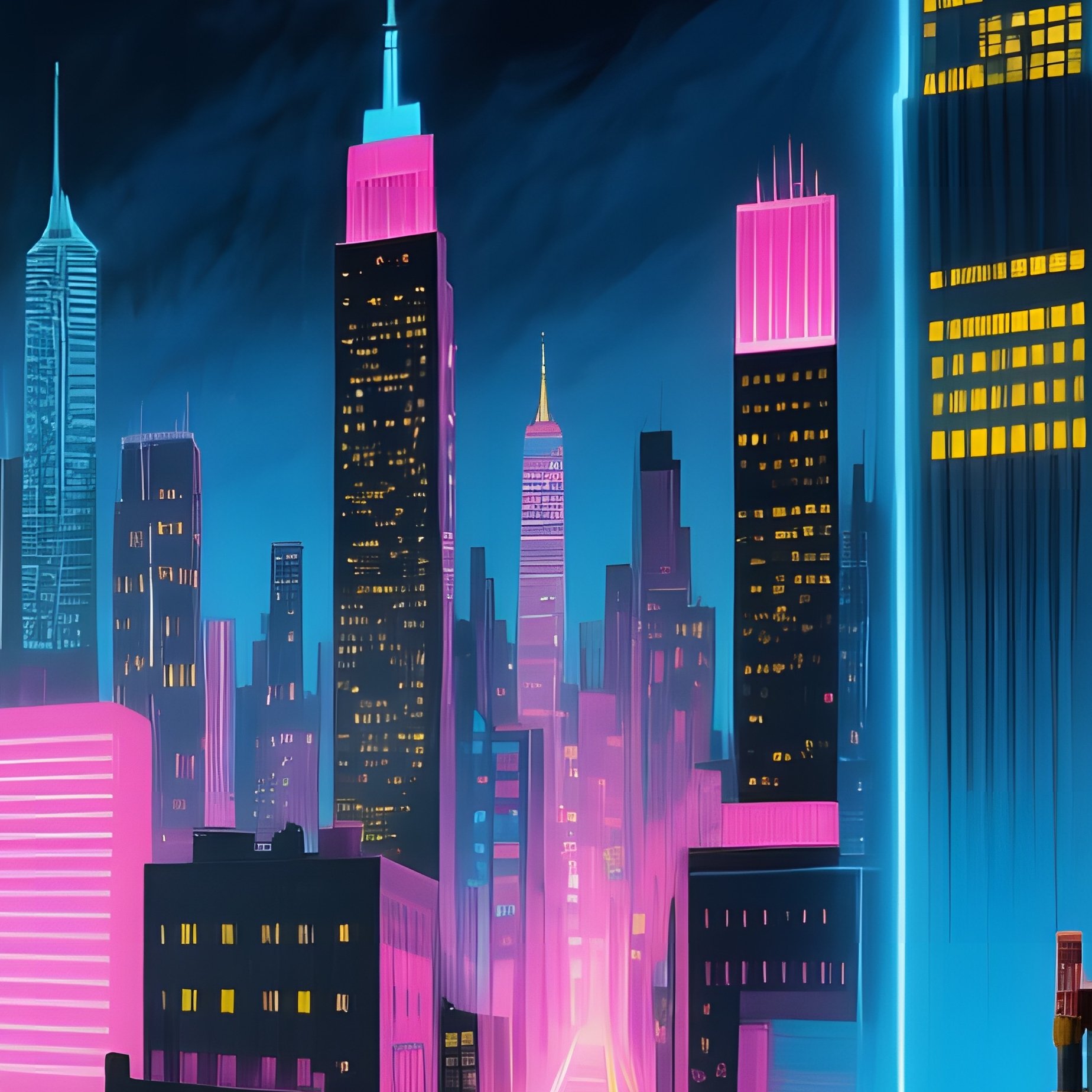 Modern Loft Art Space Fresco City Skyline - Full Resolution Quality Preview