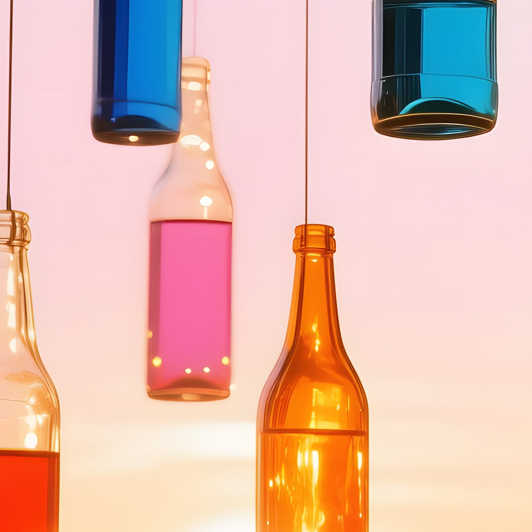 Modern Loft Balcony Sunset Glass Bottle Installation - Full Resolution Quality Preview