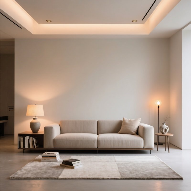 Modern Lounge Low Profile Sofa Soft Lighting Accessories