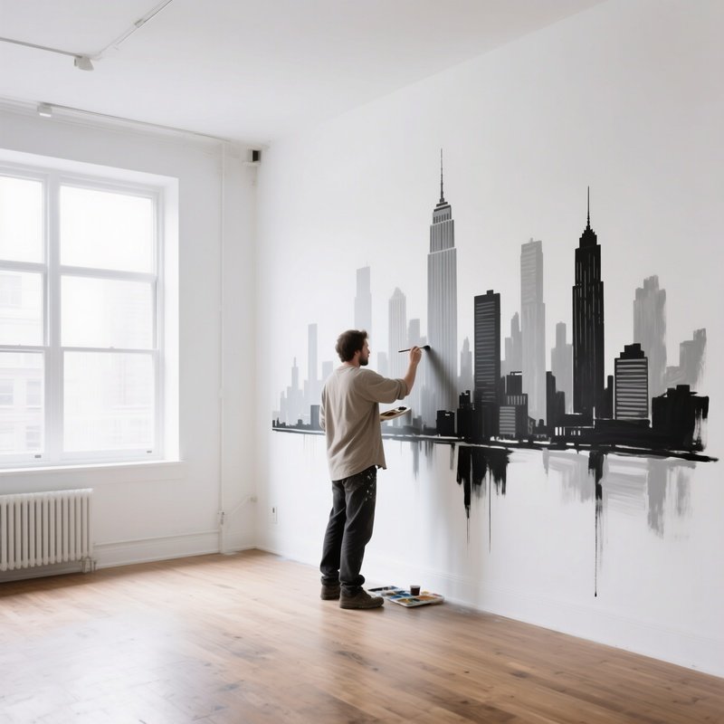 Modern Minimalist Loft Painter Fresco