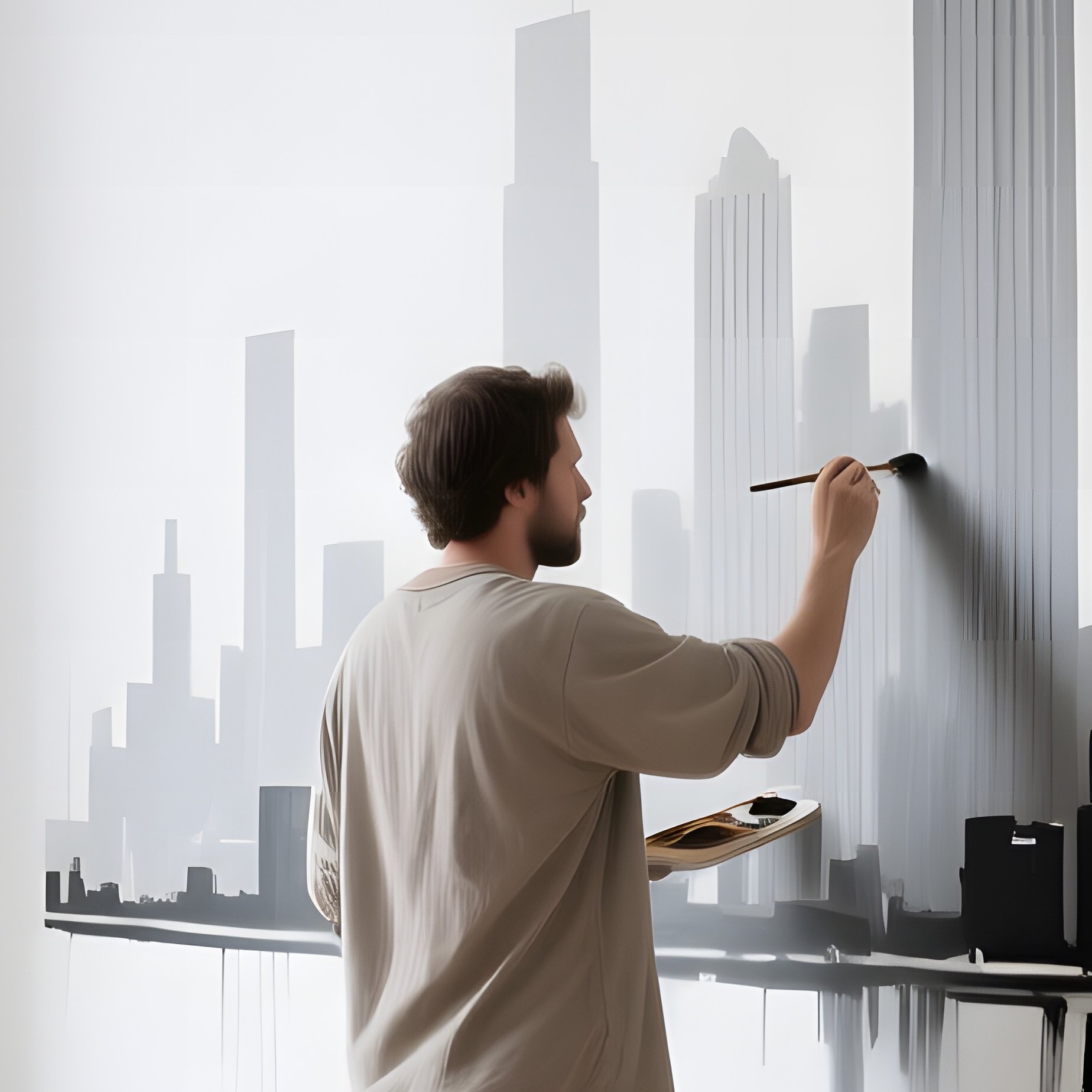 Modern Minimalist Loft Painter Fresco - Full Resolution Quality Preview