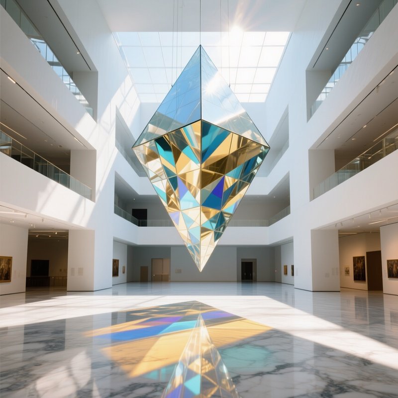 Modern Museum Atrium Glass Pyramid Refracting Daylight