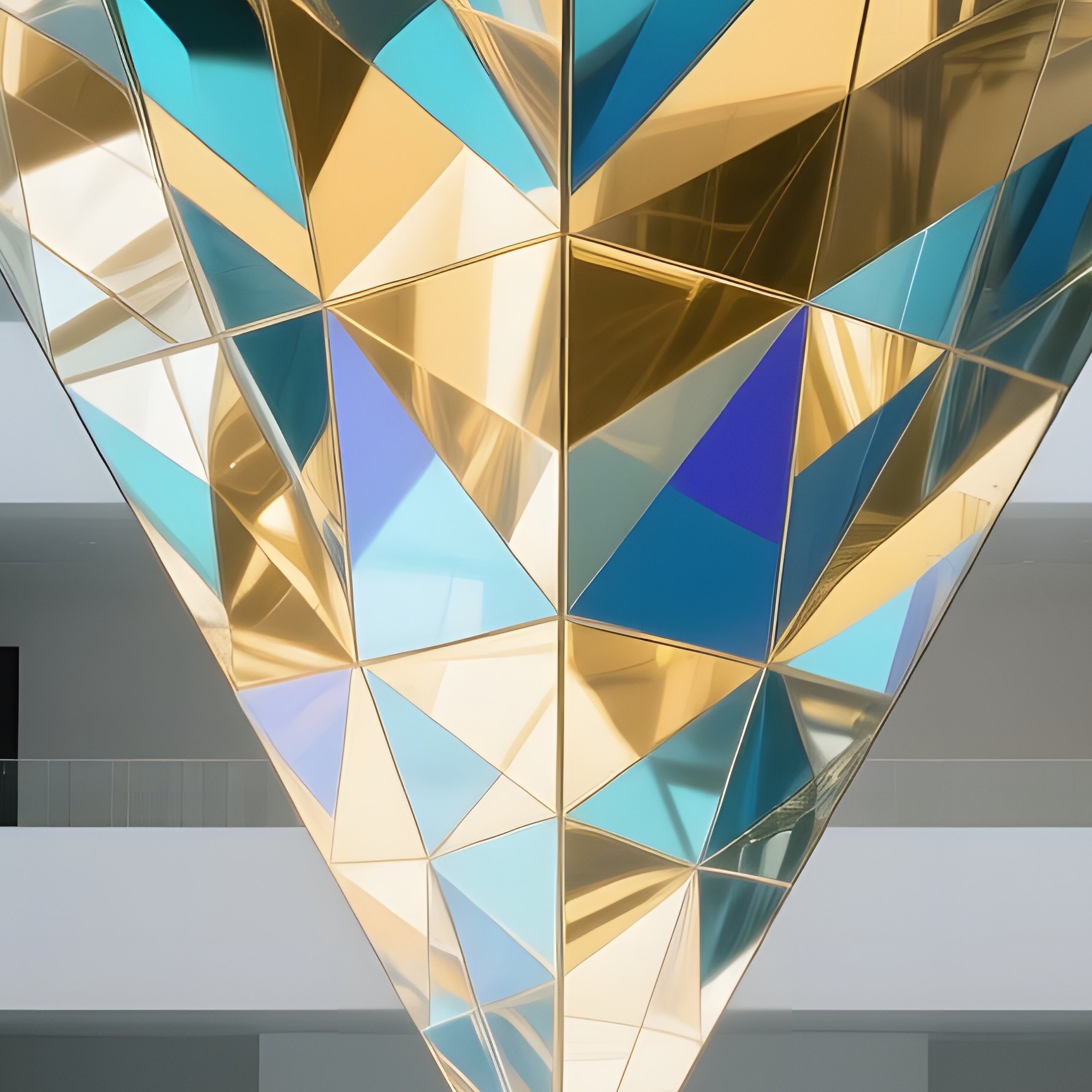 Modern Museum Atrium Glass Pyramid Refracting Daylight - Full Resolution Quality Preview