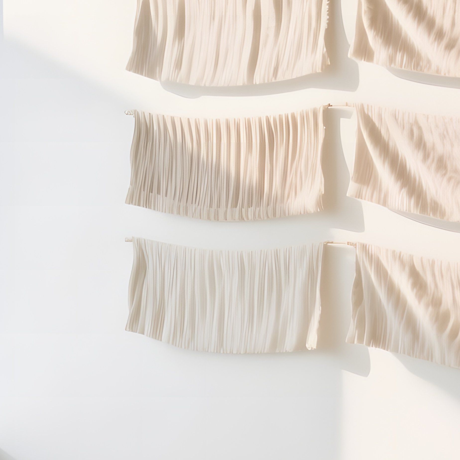 Modern Office Lounge With Leather Chairs Glass Tables And Hanging Linen Tapestries - Full Resolution Quality Preview