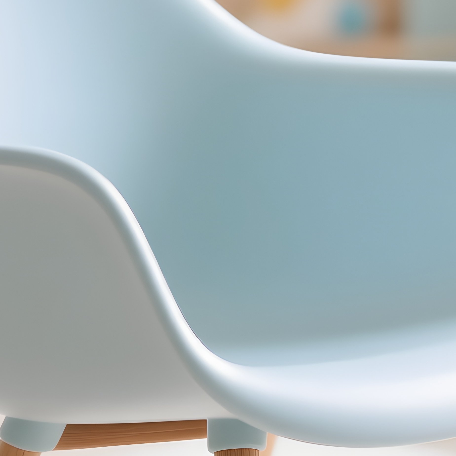 Modern Rocking Chair Molded Plastic Seat Wooden Runners Nursery Rug - Full Resolution Quality Preview