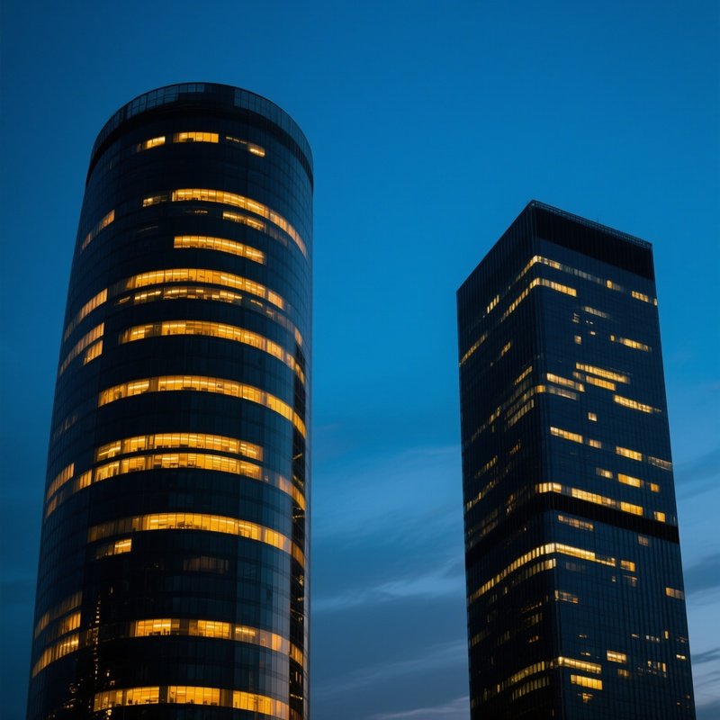 Modern Skyscrapers At Dusk Architecture Cityscape