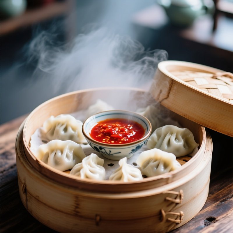 Momos Steamer With Red Sauce