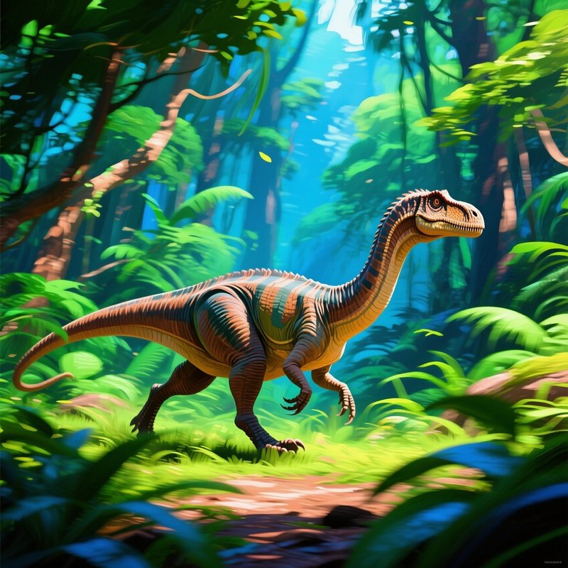 Monolophosaurus Prehistoric Scene Digital Art