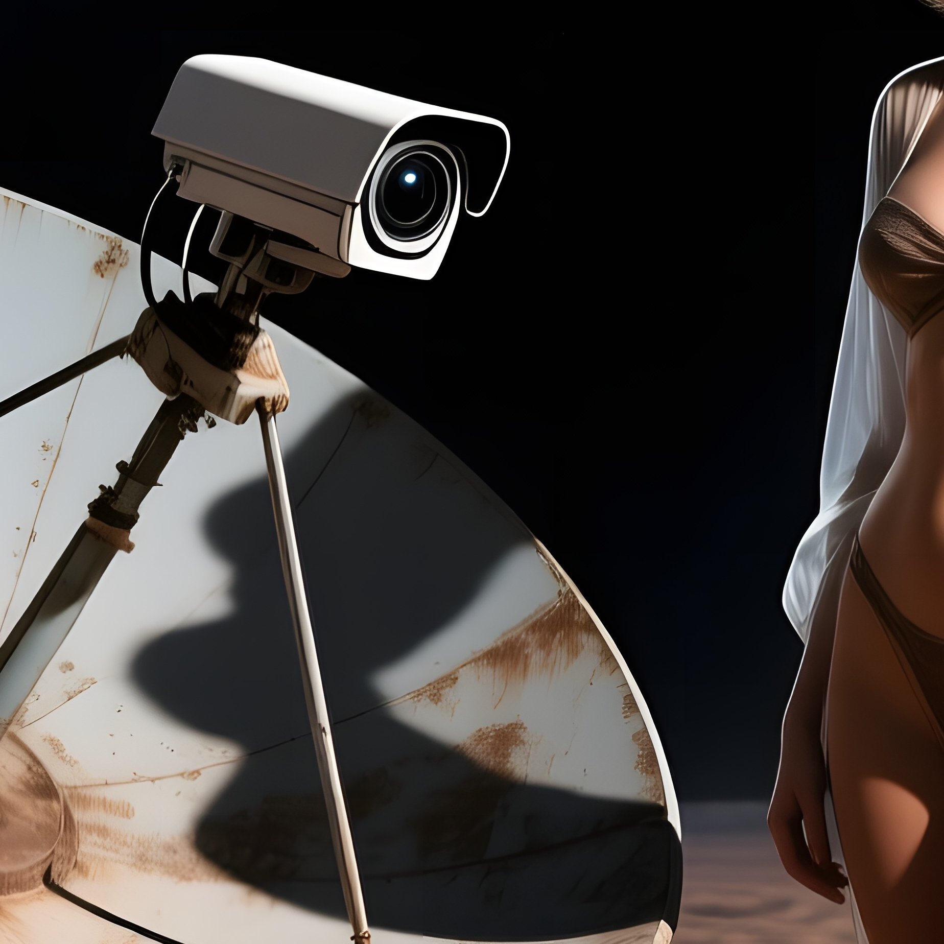 Moonlit Desert Pinup Satellite Dish - Full Resolution Quality Preview