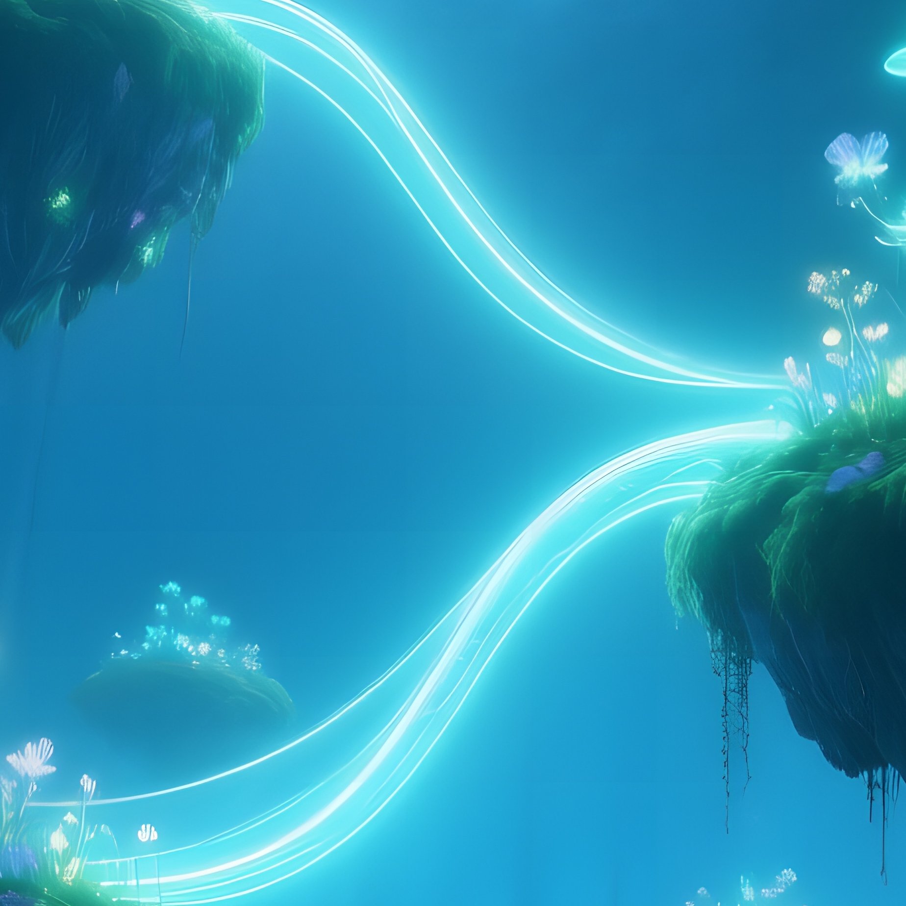 Moonlit Enchanted Forest Clearing Floating Islands - Full Resolution Quality Preview