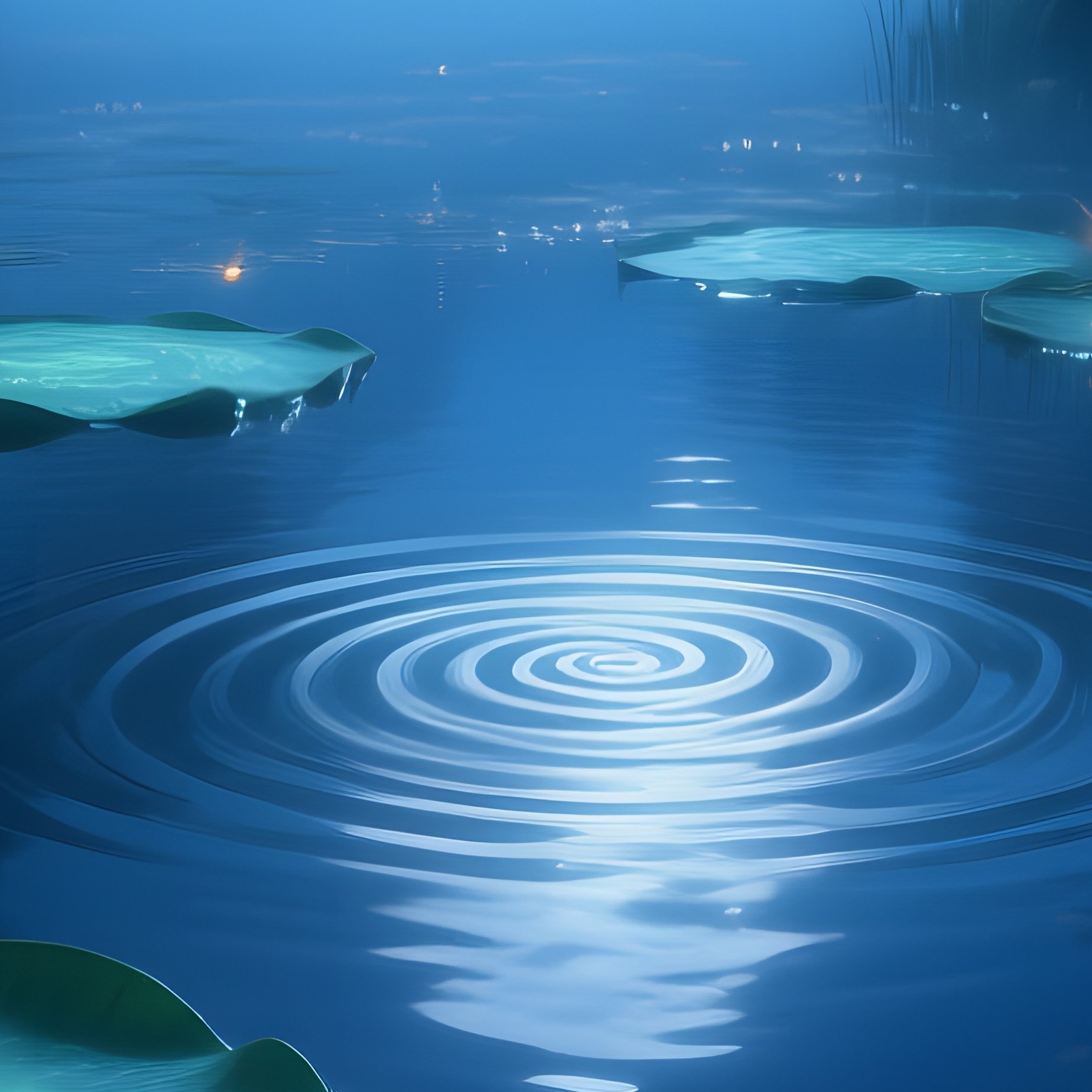 Moonlit Glade Giant Lily Pads Glowing Runes Fireflies - Full Resolution Quality Preview
