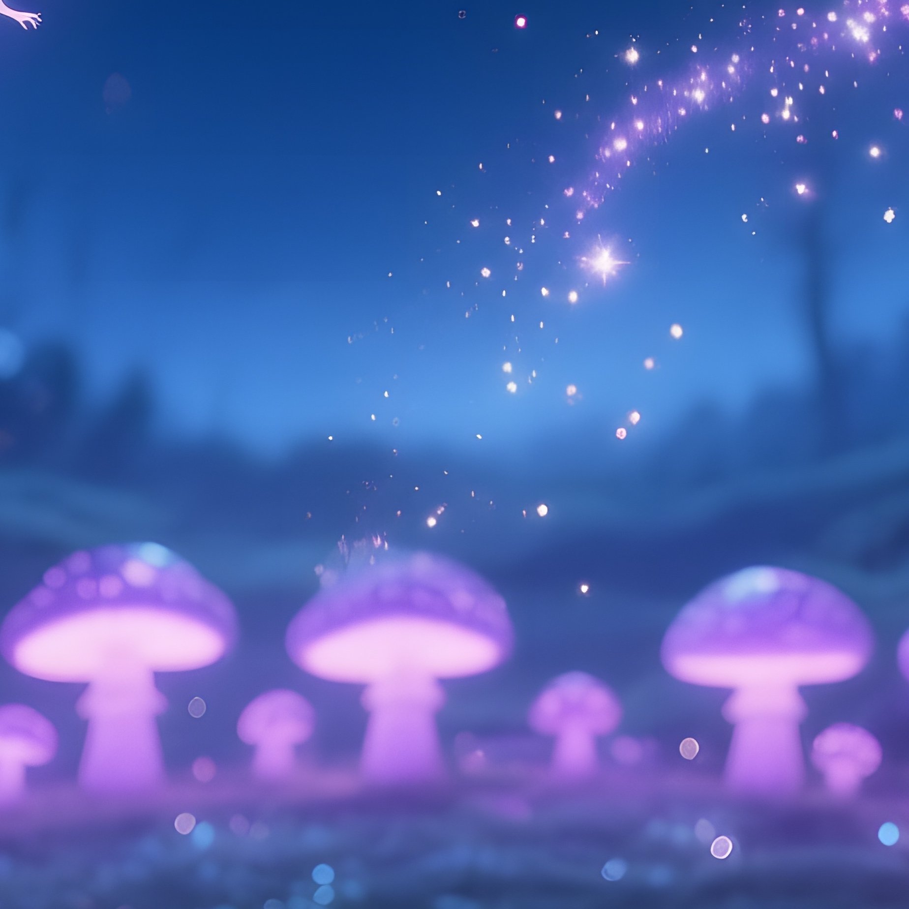 Moonlit Glade With Glowing Toadstools And Sprites - Full Resolution Quality Preview