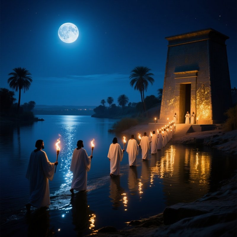 Moonlit Procession Along The Nile