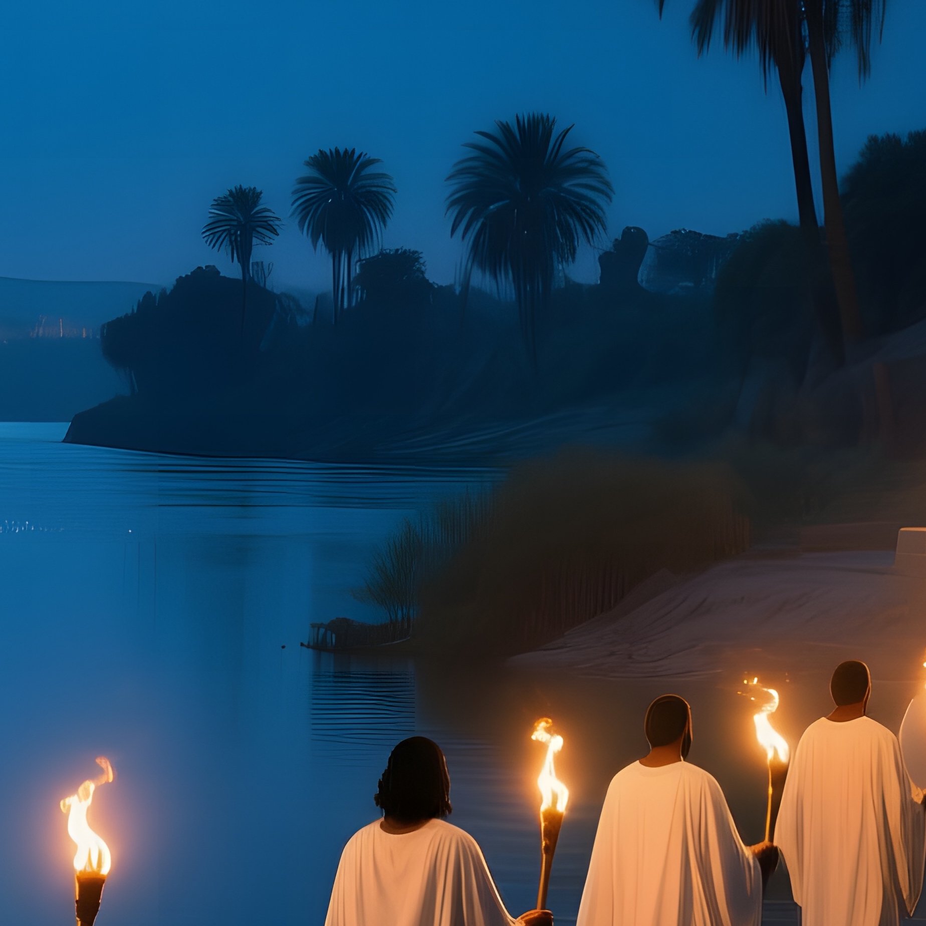 Moonlit Procession Along The Nile - Full Resolution Quality Preview