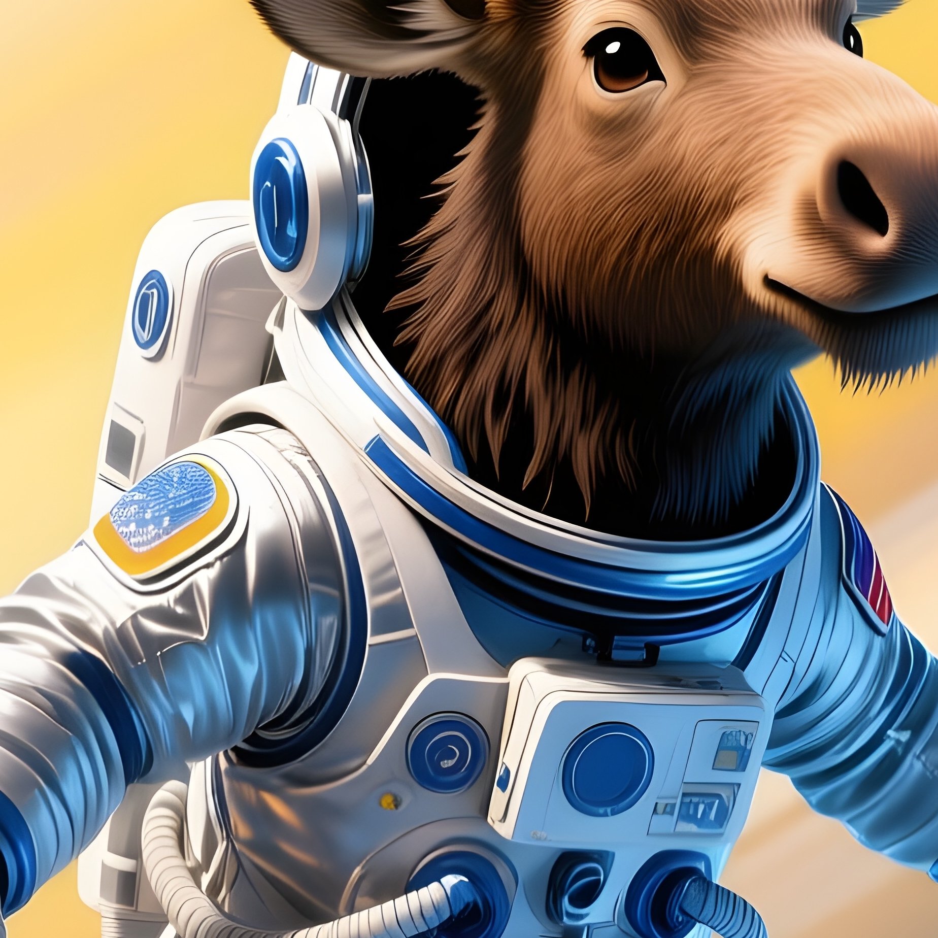 Moose Astronaut Floating Saturn - Full Resolution Quality Preview