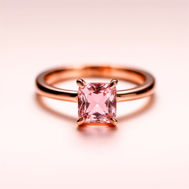 Morganite Engagement Ring Rose Gold Cushion Cut