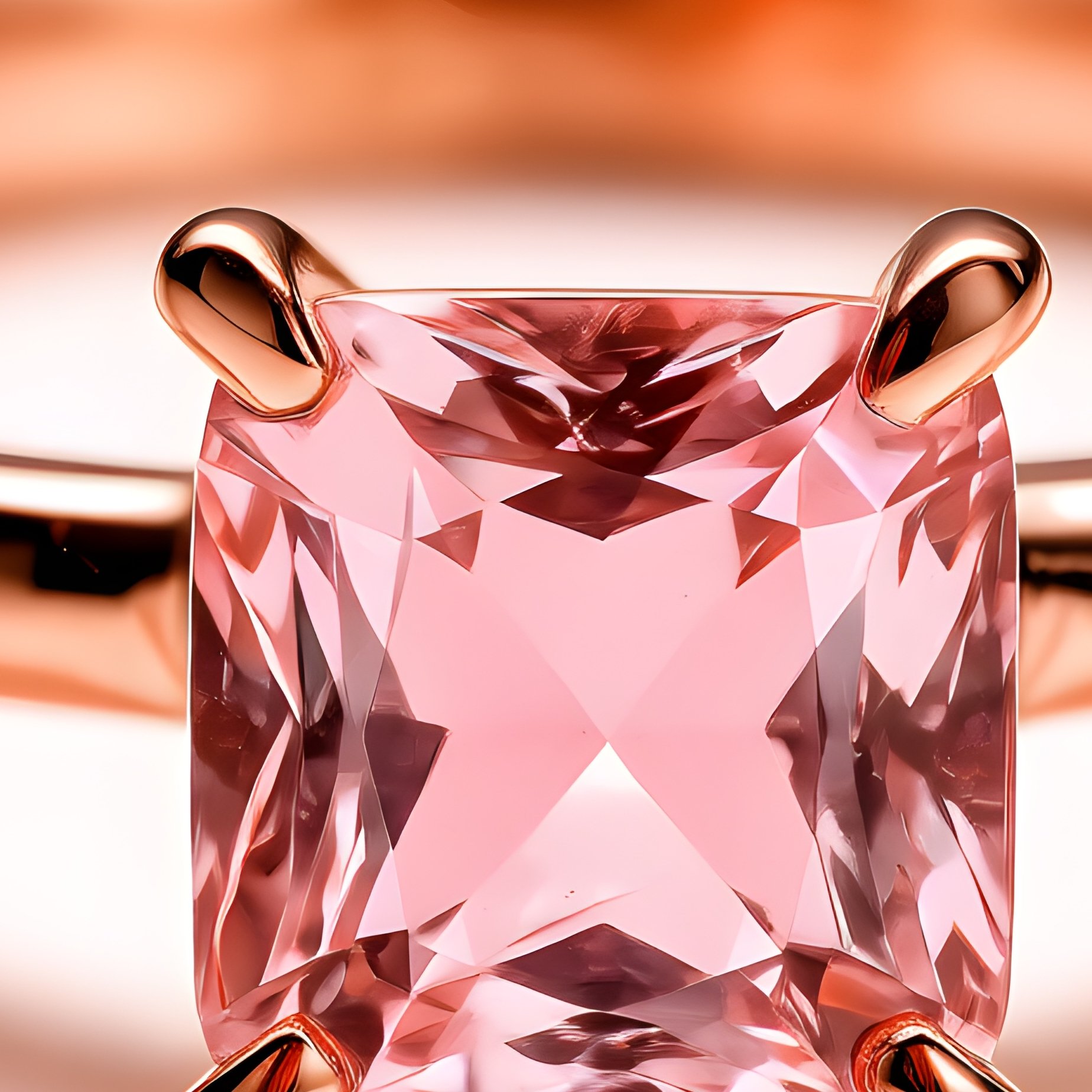 Morganite Engagement Ring Rose Gold Cushion Cut - Full Resolution Quality Preview