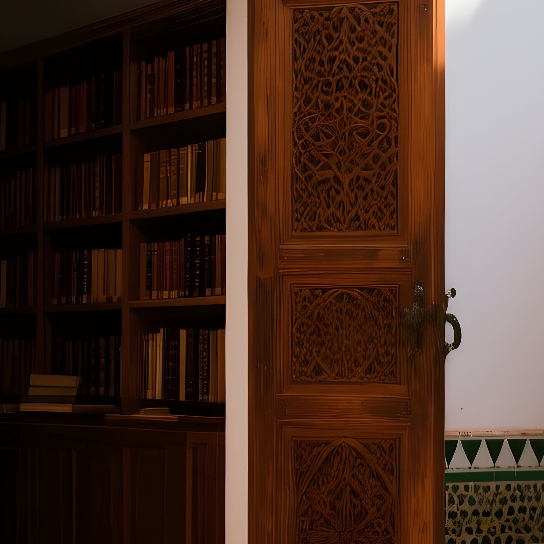 Moroccan Riad Courtyard With Library - Full Resolution Quality Preview
