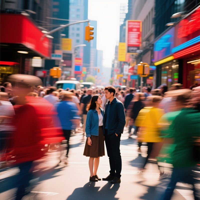 Motion Blur City Couple Still