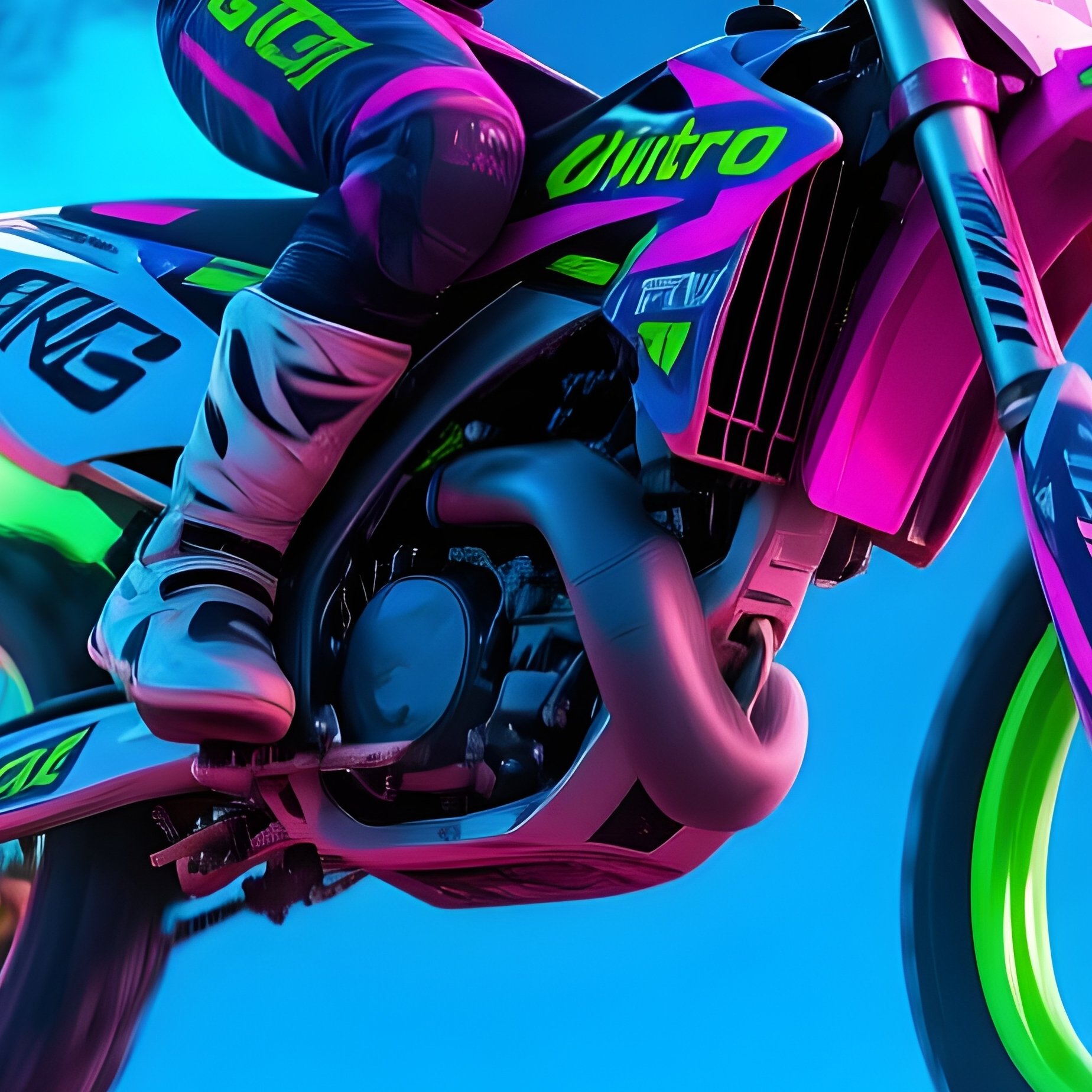 Motocross Racer Grav Nitro Soaring Through Smoke Trails Futuristic - Full Resolution Quality Preview