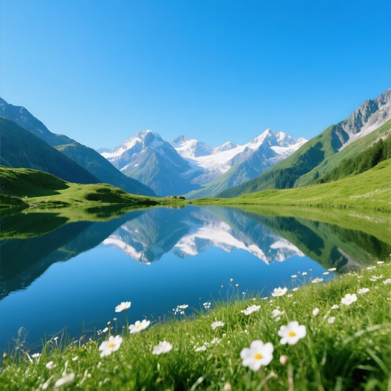 Mountain Landscape With A Reflective Lake Landscape Mountains