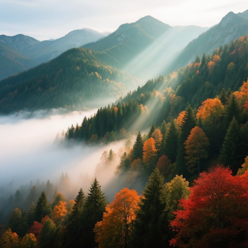 Mountain Landscape With Forest Landscape Mountains