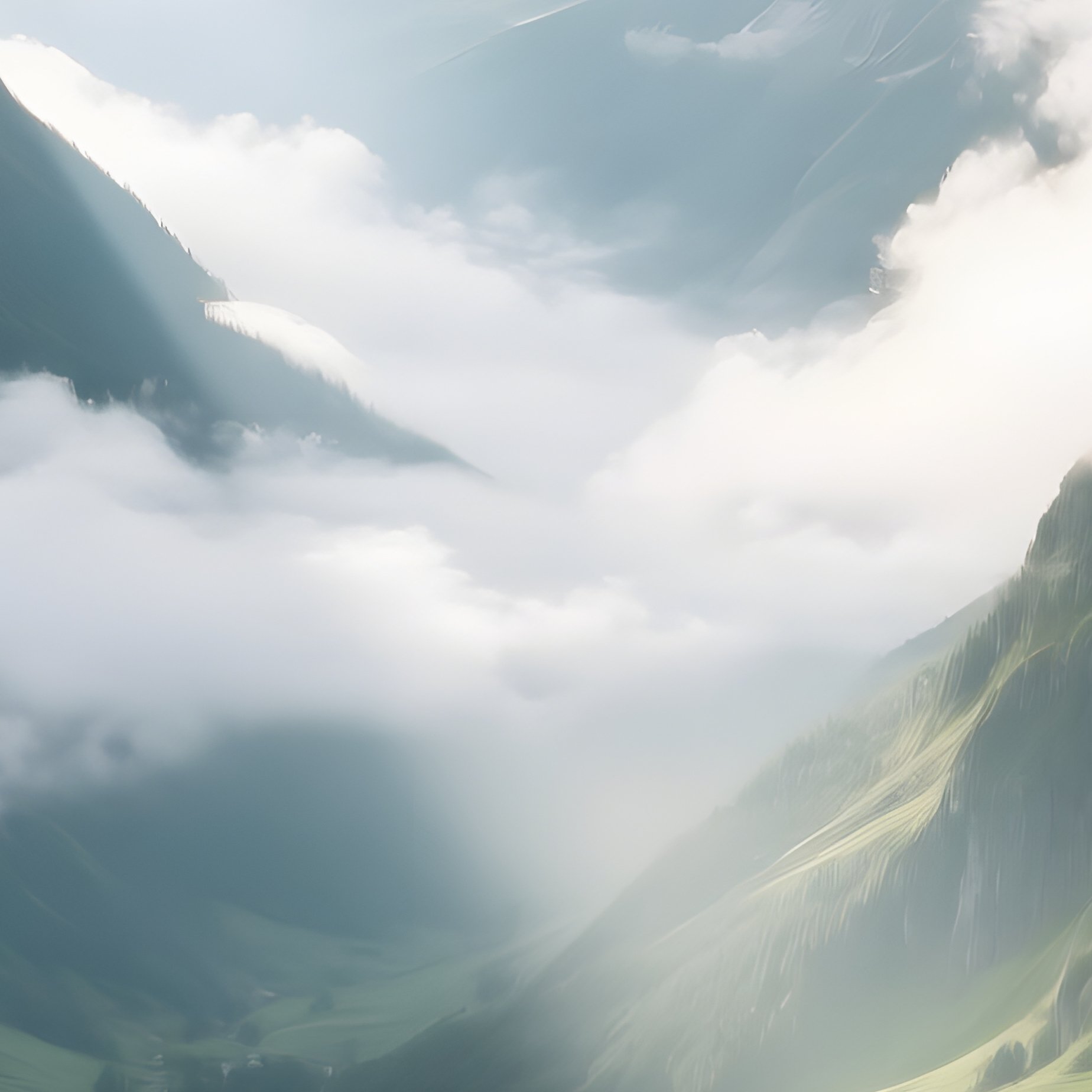 Mountain Valley With Clouds Nature Landscape - Full Resolution Quality Preview