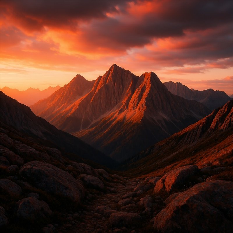 Mountainous Landscape At Sunset Landscape Mountains