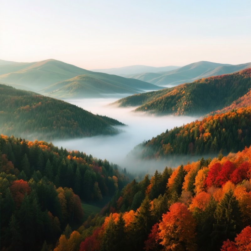 Mountainous Landscape During Autumn Autumn Landscape