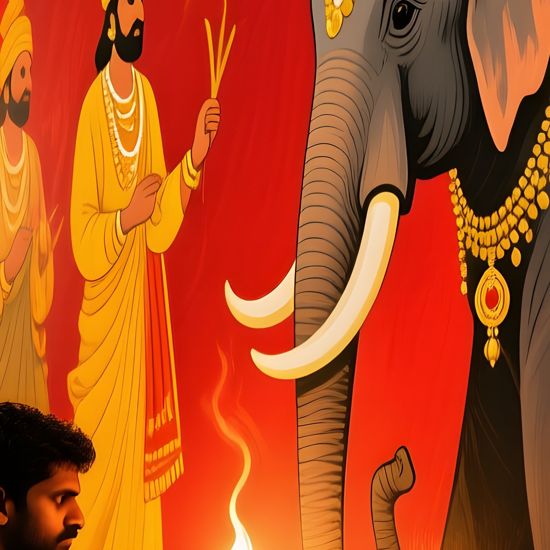 Mumbai Market Night Oil Lamps Muralist - Full Resolution Quality Preview