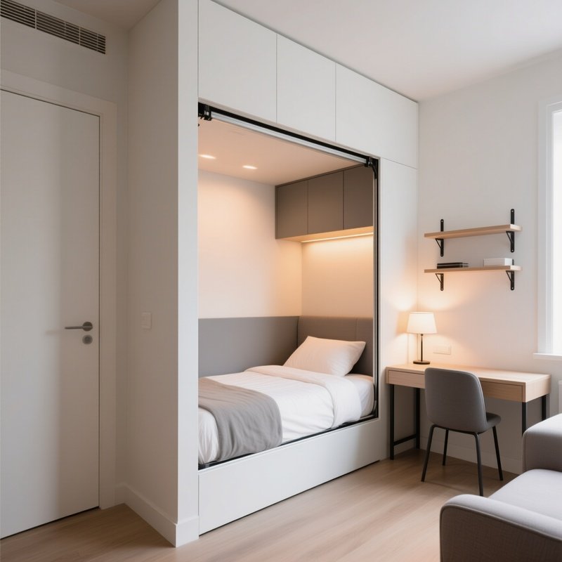 Murphy Bed Unfolded Small Studio Apartment