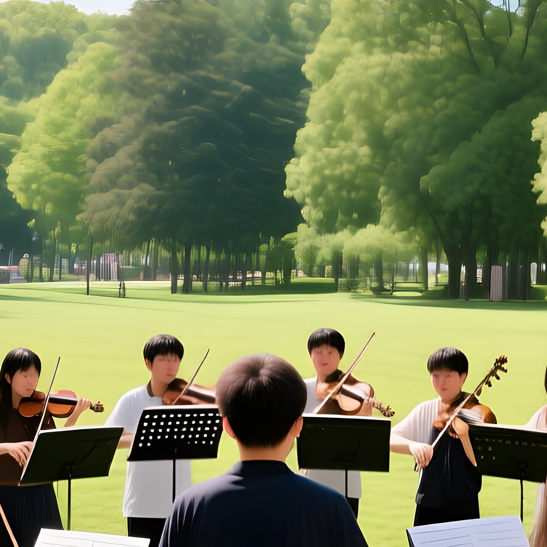 Music Students Rehearsing Outdoors - Full Resolution Quality Preview