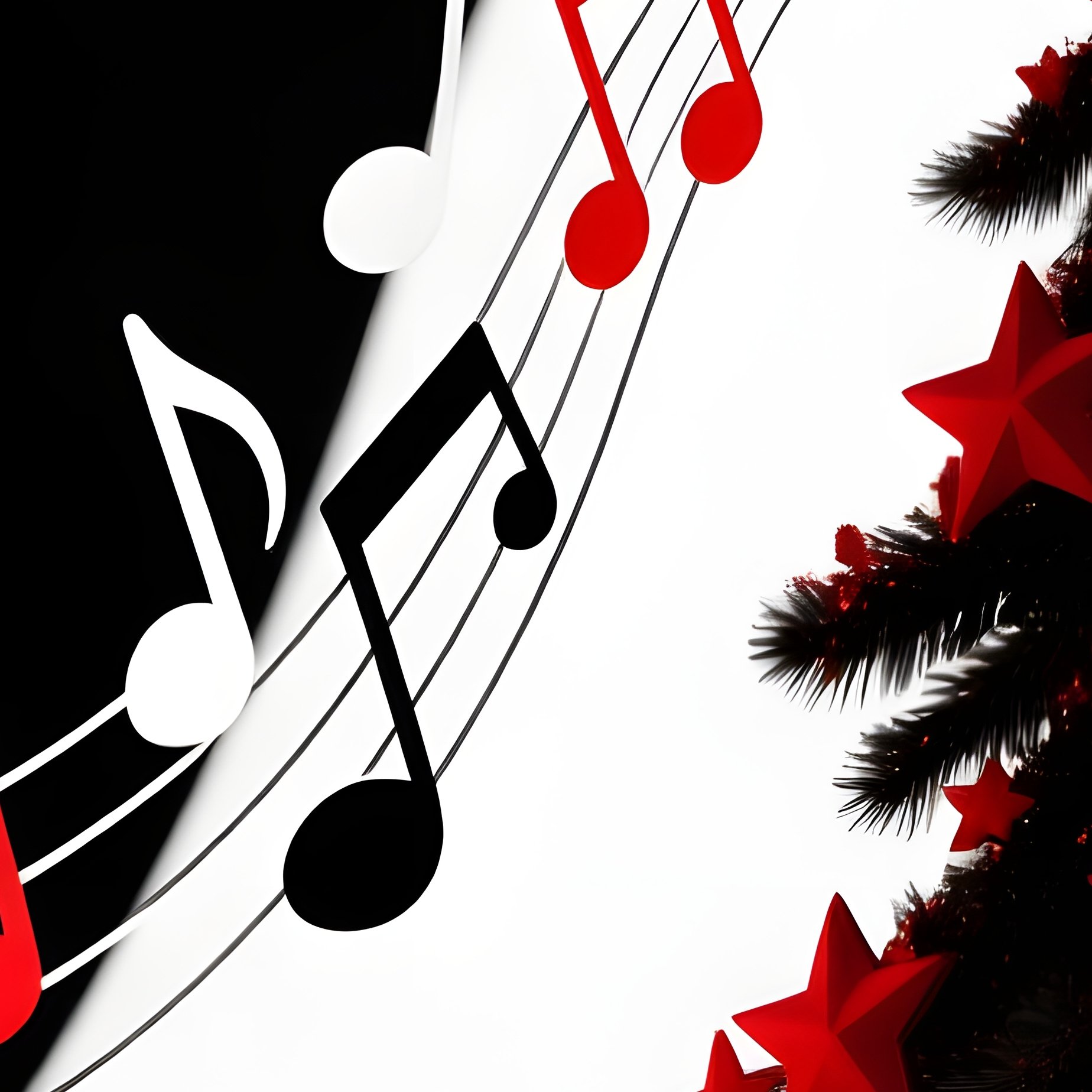 Musical Notes And A Christmas Tree Music Christmas - Full Resolution Quality Preview