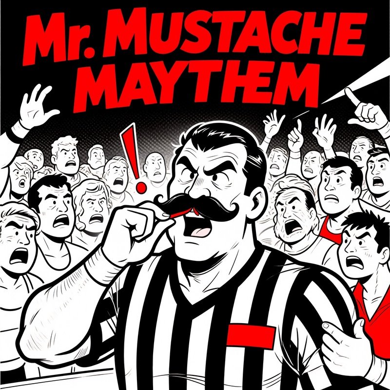 Mustache Twirl Wrestling Victory Comic