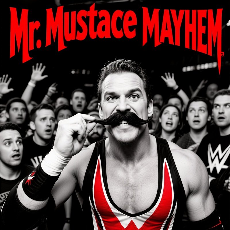 Mustache Twirl Wrestling Victory Photograph