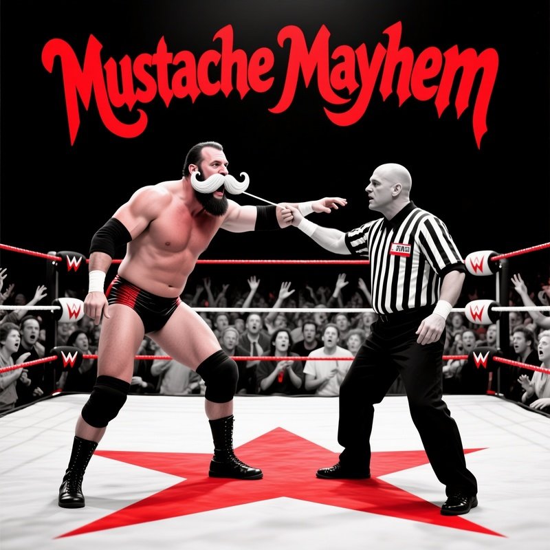 Mustache Twirl Wrestling Victory Surreal