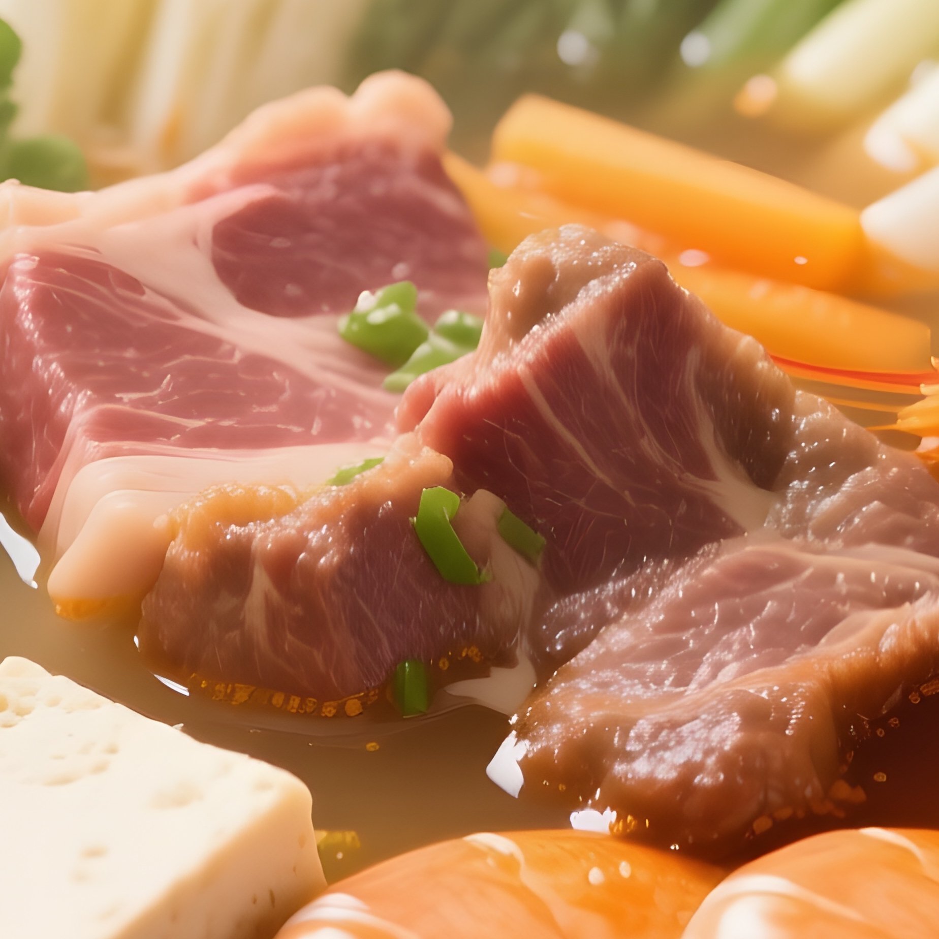 Nabe Hot Pot With Assorted Vegetables, Tofu, Meat, And Seafood In Seasoned Broth - Full Resolution Quality Preview