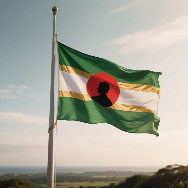 National Flag Of Mauritius Half Mast On Flagpole