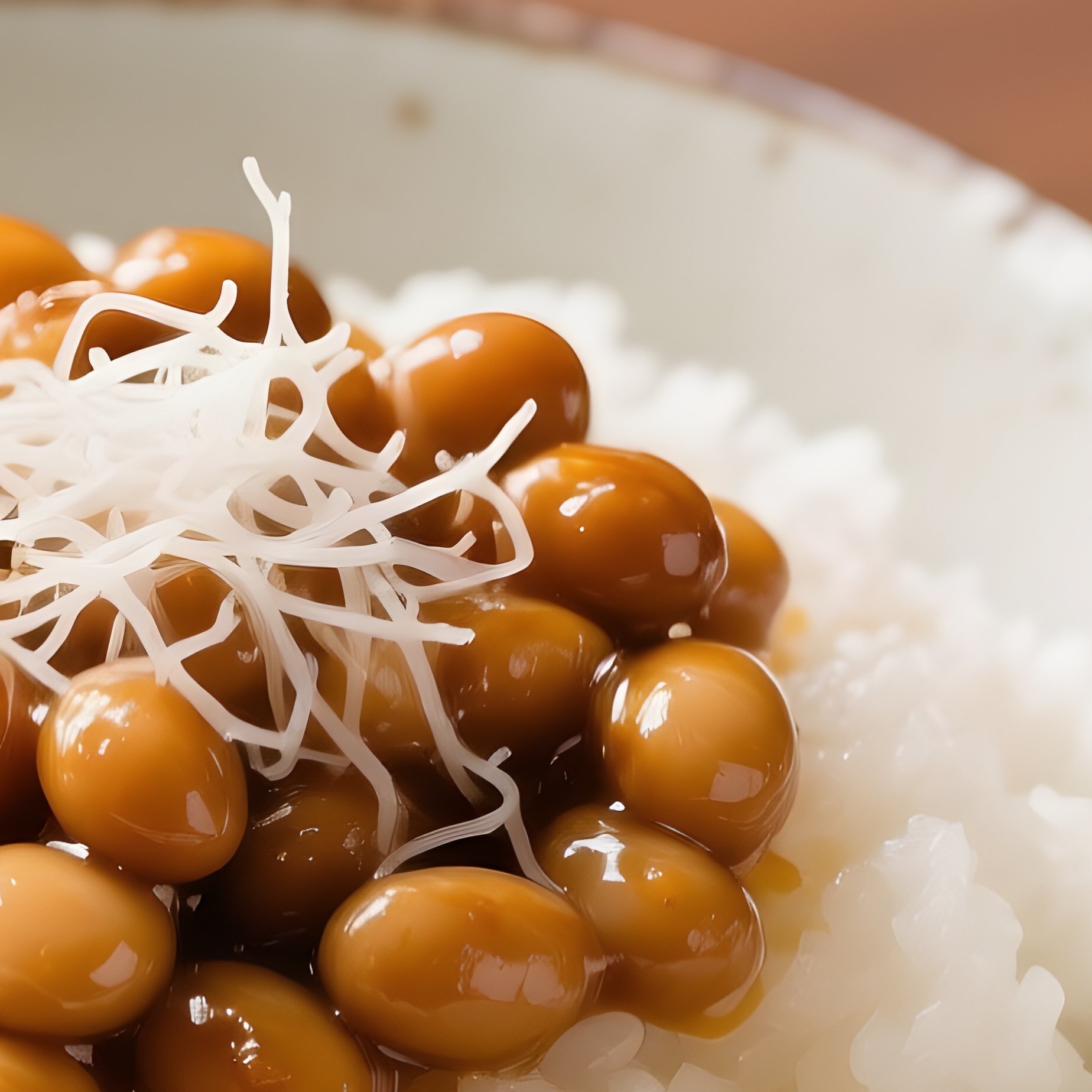Natto Fermented Soybeans Over Rice With Mustard - Full Resolution Quality Preview