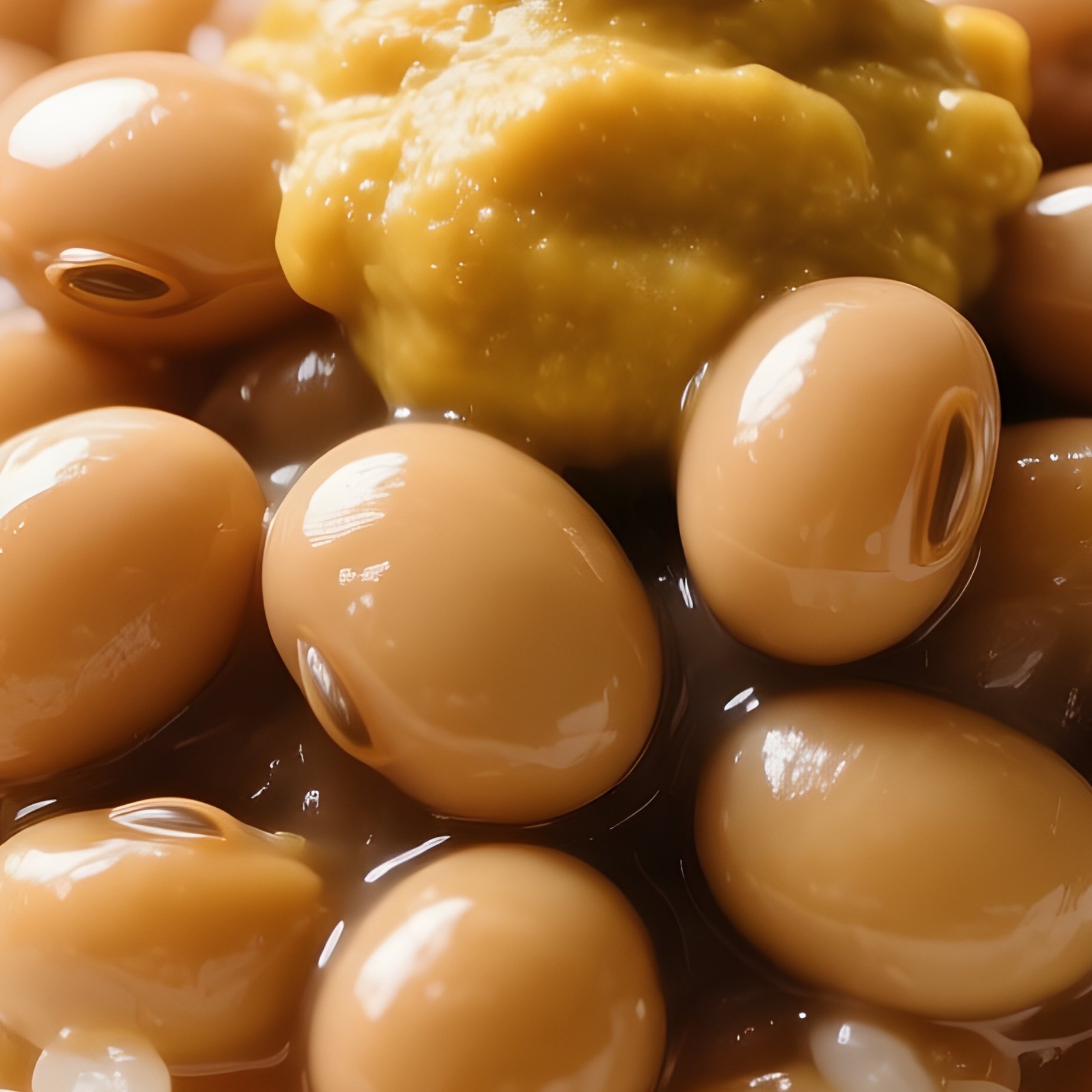 Natto Fermented Soybeans Served Over Rice With Mustard - Full Resolution Quality Preview