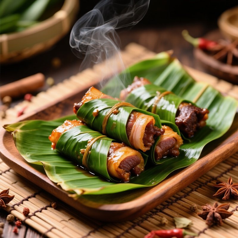 Nem Chua Fermented Pork Rolls Wrapped In Banana Leaves