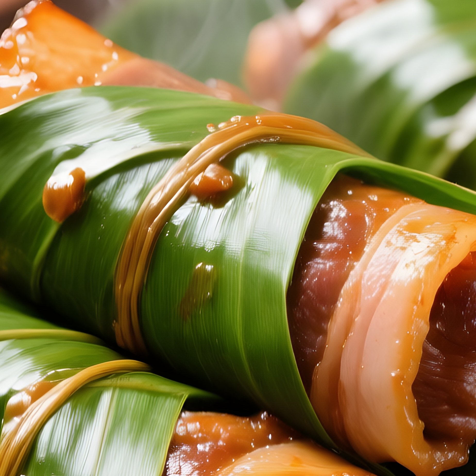 Nem Chua Fermented Pork Rolls Wrapped In Banana Leaves - Full Resolution Quality Preview