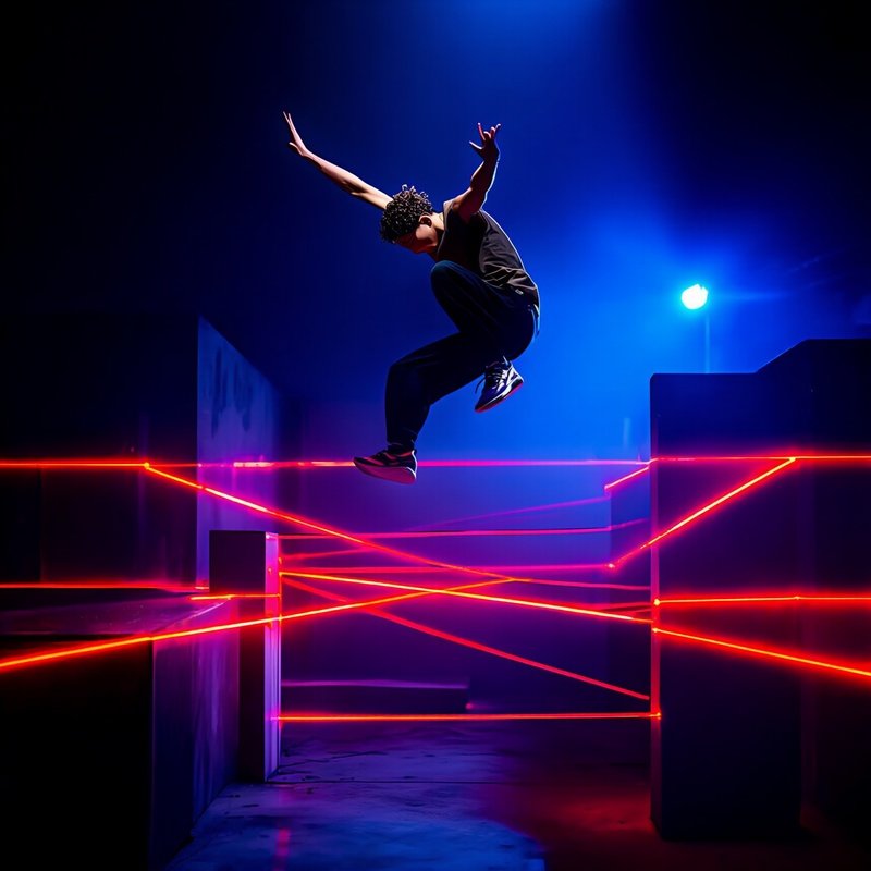 Neon Fang Flipping Laser Alleys Parkour Artist