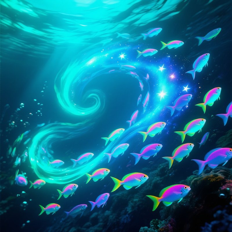 Neon Fish Galaxy Underwater Scene