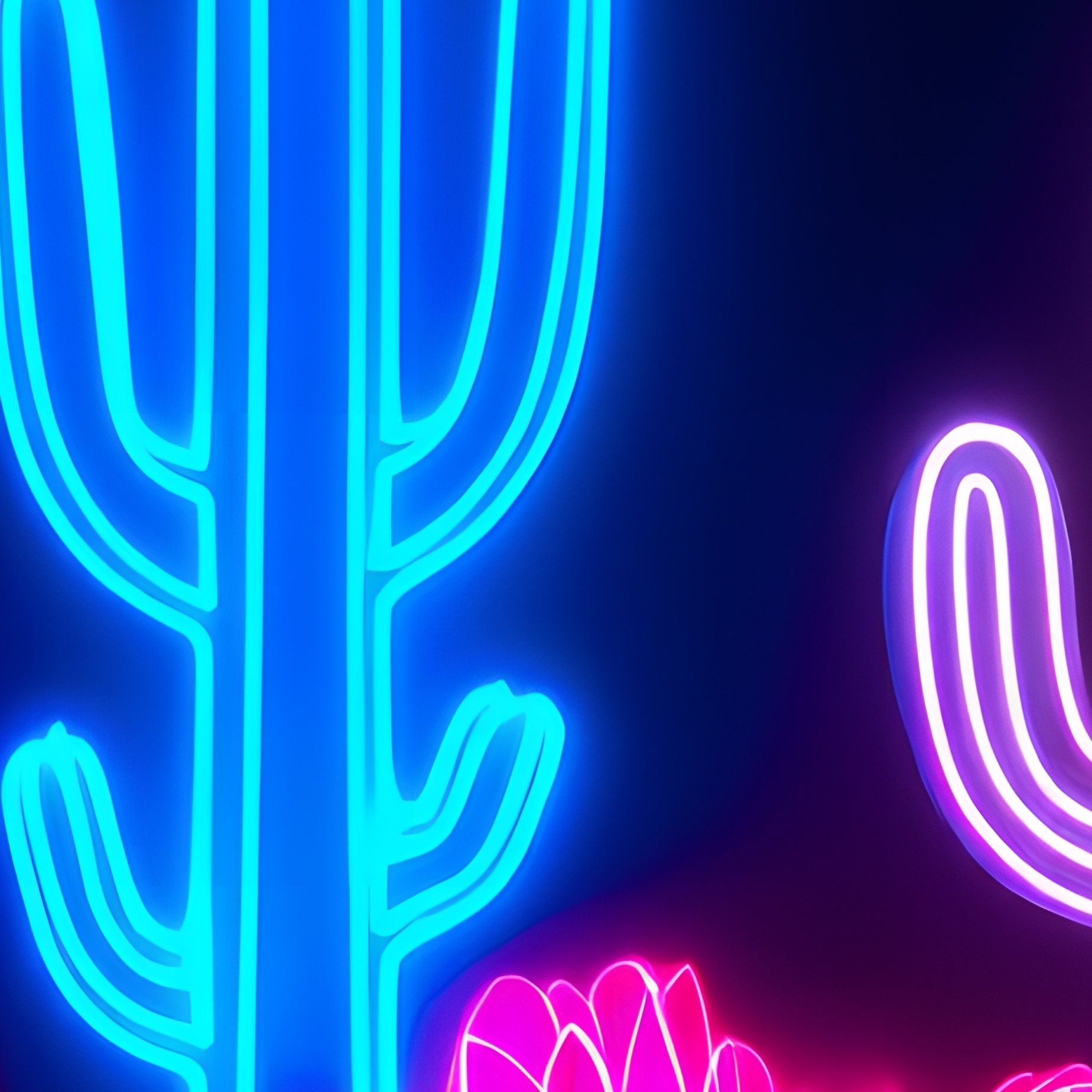 Neon Lit Cacti And Succulents Neon Cacti - Full Resolution Quality Preview